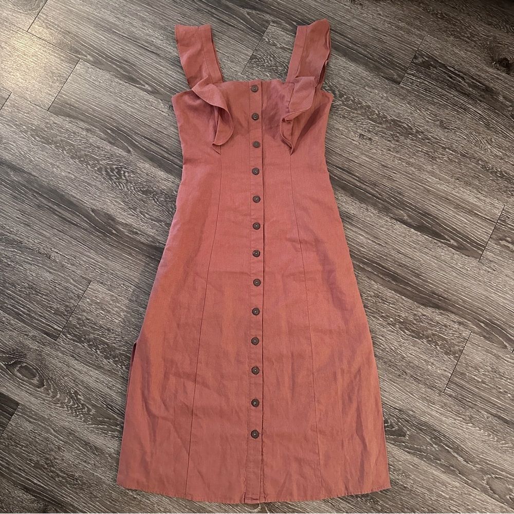 Hutch Linen Cotton Button Up Midi Dress